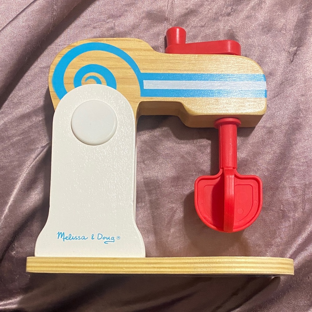 Melissa & Doug Wooden Mixer Toy - Red, Blue, and White